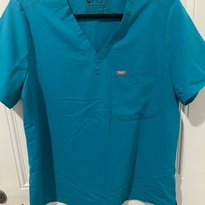 Figs Catarina Teal Scrub Top